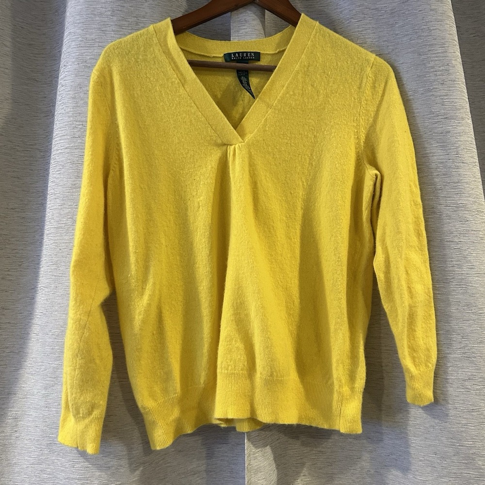 Lauren Ralph Lauren Sweater 2X Lambs Wool Blend V‎ Neck Pullover Vintage READ